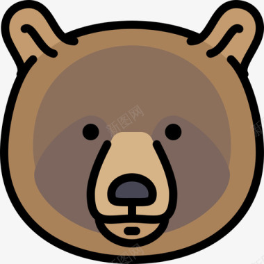 熊动物25线性颜色图标图标