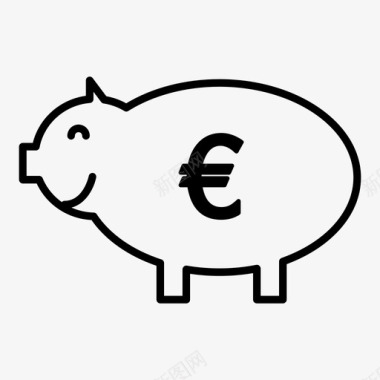 存钱罐银行欧元图标图标