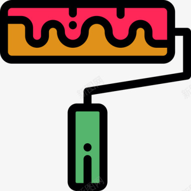 油漆辊修补工具线颜色图标图标