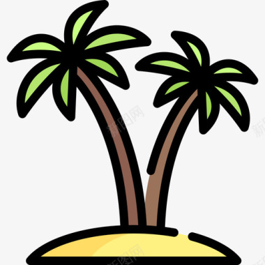 棕榈树假日旅游线颜色图标图标