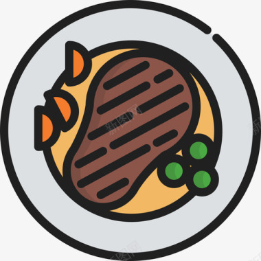 牛排烧烤2原色图标图标