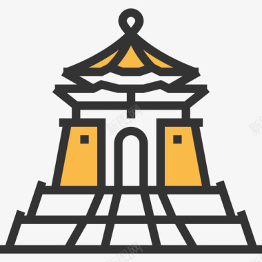 蒋介石纪念馆地标12处黄影图标图标