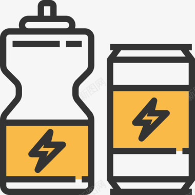 能量饮料健身健康黄影图标图标
