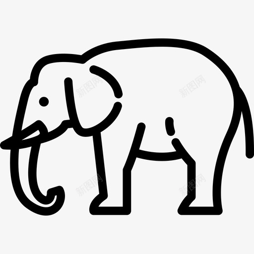 大象动物园3直线型图标svg_新图网 https://ixintu.com 动物园3 大象 直线型