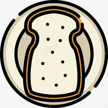 烤面包24号咖啡厅线性颜色图标图标