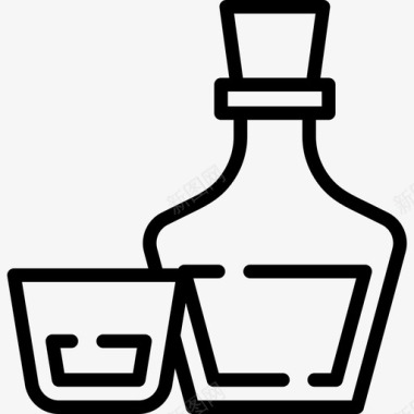 威士忌酒吧和酒吧直系图标图标