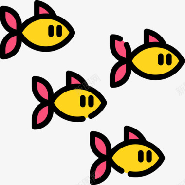 鱼类海洋生物8线形颜色图标图标