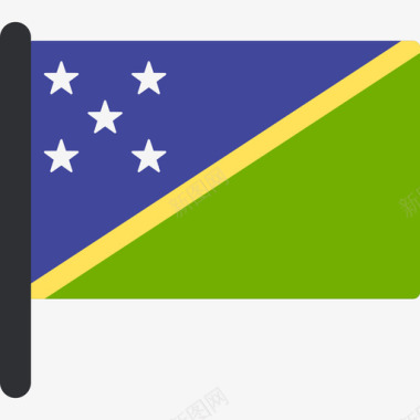 所罗门群岛国际国旗5桅杆图标图标