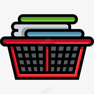 洗衣篮家用家具线性颜色图标图标