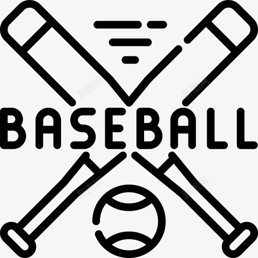 蝙蝠棒球3直线型图标svg_新图网 https://ixintu.com 棒球3 直线型 蝙蝠