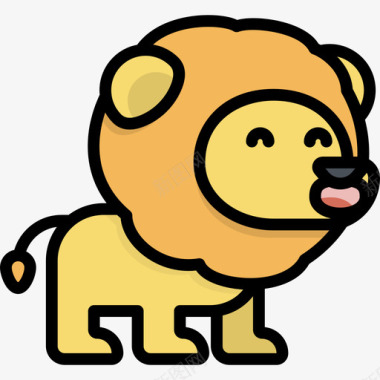 狮子川维动物3线性颜色图标图标