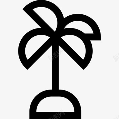 棕榈树暑假19线形图标图标