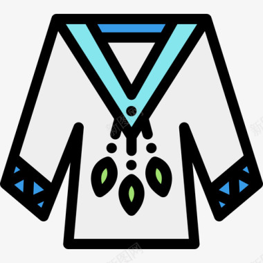 衬衫波西米亚风格2线性颜色图标图标