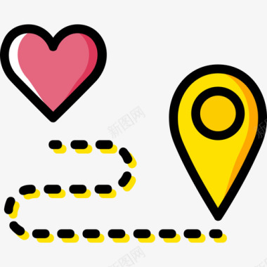 路线浪漫生活方式10黄色图标图标