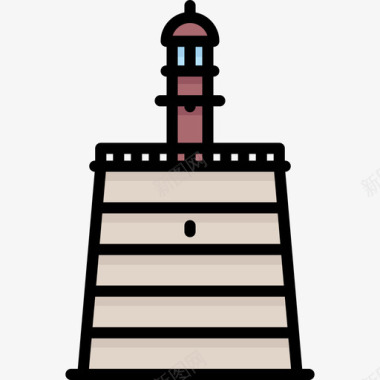 爱沙尼亚语灯塔3线性颜色图标图标