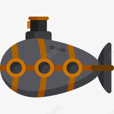 潜艇海洋生物3号扁平图标图标