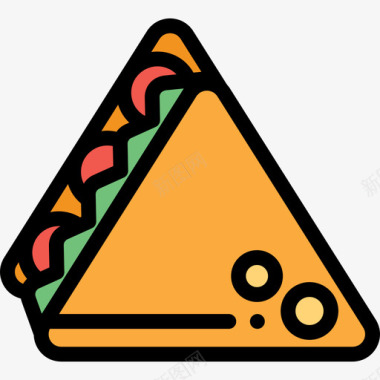 三明治野餐10线性颜色图标图标