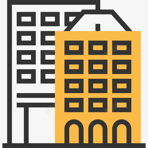 建筑城市元素12黄色阴影图标svg_新图网 https://ixintu.com 城市元素12 建筑 黄色阴影