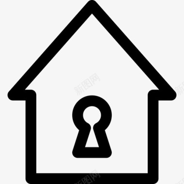 房锁钥匙和锁3线性图标图标