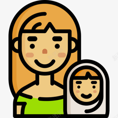 母性母亲节2线性颜色图标图标
