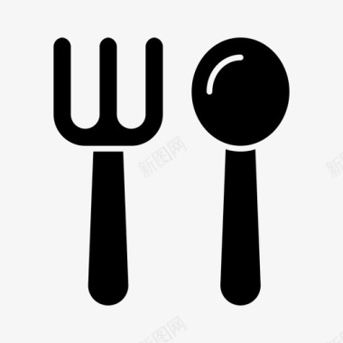 叉子和勺子吃的食物图标图标