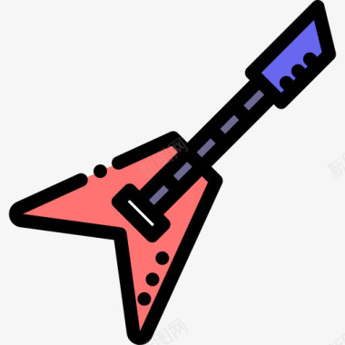 电吉他摇滚乐4线性颜色图标图标
