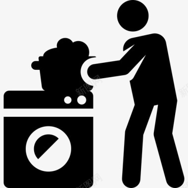洗衣机清洁服务装满图标图标