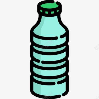 瓶夏季食品饮料线性颜色图标图标
