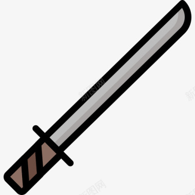武士刀武器3线性颜色图标图标