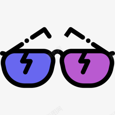 眼镜摇滚乐4线性颜色图标图标