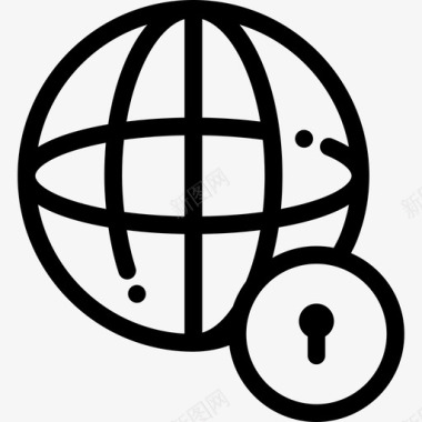 全球安全网络安全3线性图标图标