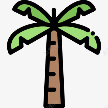 棕榈树假日旅行7线形颜色图标图标