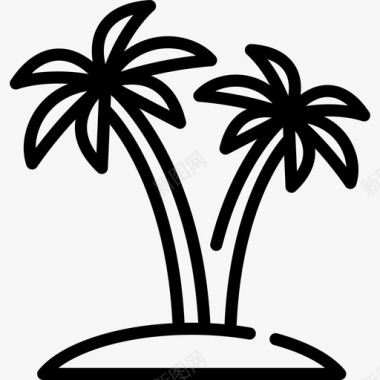 棕榈树假日旅行3直线型图标图标