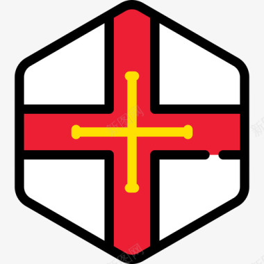 根西岛旗帜系列5六边形图标图标