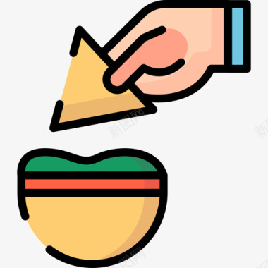 玉米片野餐6线性颜色图标图标