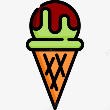 冰淇淋水上乐园3线性颜色图标图标
