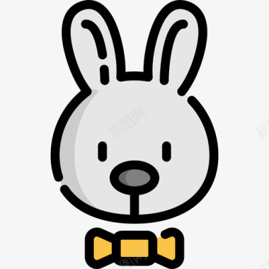 复活节兔子复活节17线性颜色图标图标