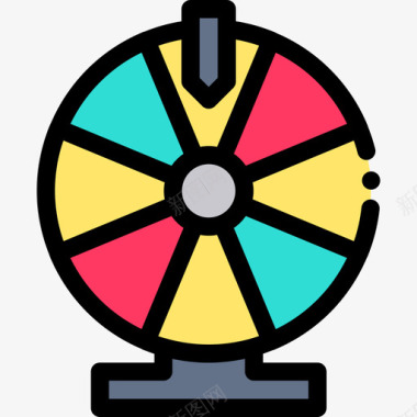 轮盘赌游戏7线性颜色图标图标