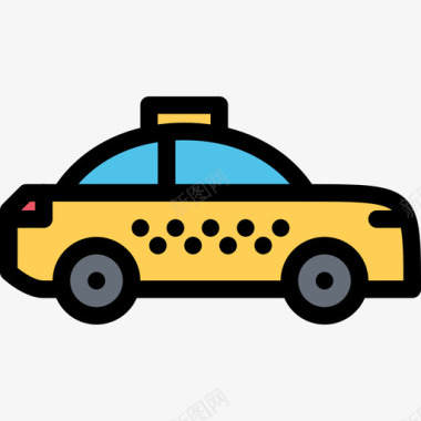 出租车7号交通工具彩色图标图标