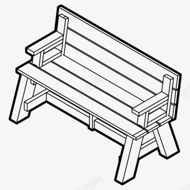 长凳公园放松图标图标