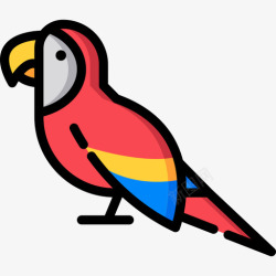 动物园里鹦鹉在动物园里线颜色图标高清图片