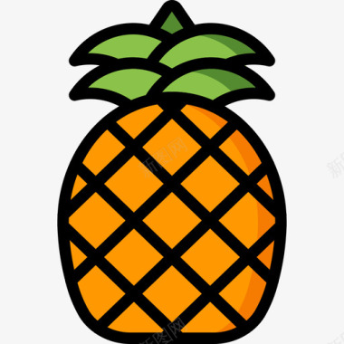 菠萝度假线性颜色图标图标