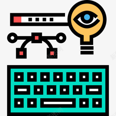 键盘创作过程19线颜色图标图标