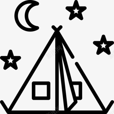帐篷暑假7线性图标图标