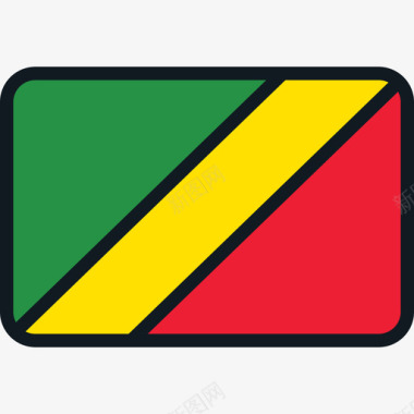 刚果共和国国旗收藏4圆角矩形图标图标