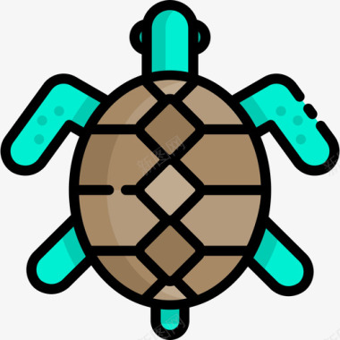 海龟海洋生物2线状颜色图标图标
