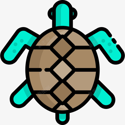 海龟海洋生物2线状颜色图标svg_新图网 https://ixintu.com 海洋生物2 海龟 线状颜色