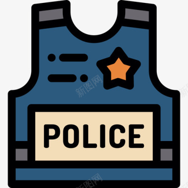 警服警署2号线性颜色图标图标