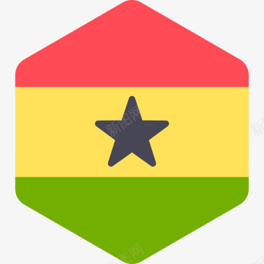 加纳国际国旗2六边形图标图标