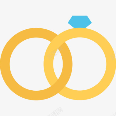 结婚戒指爱情7扁平图标图标